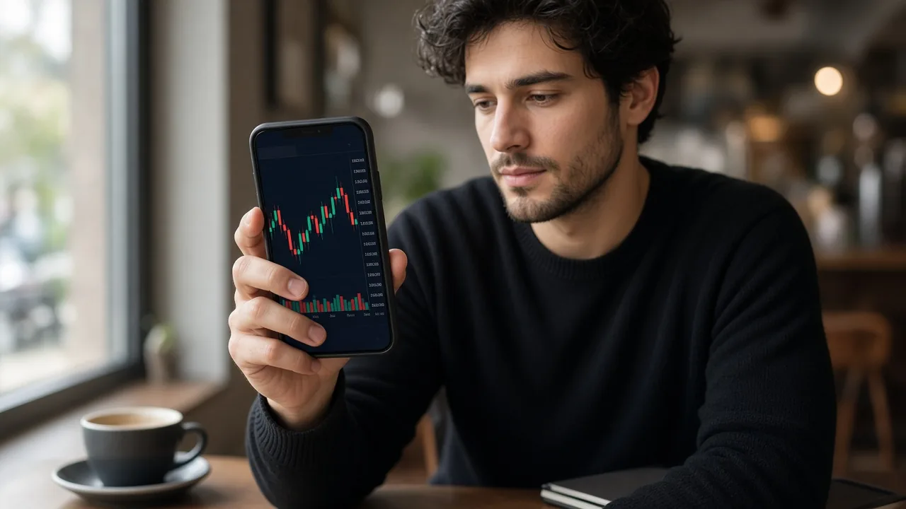 Trader using a mobile spot trading app